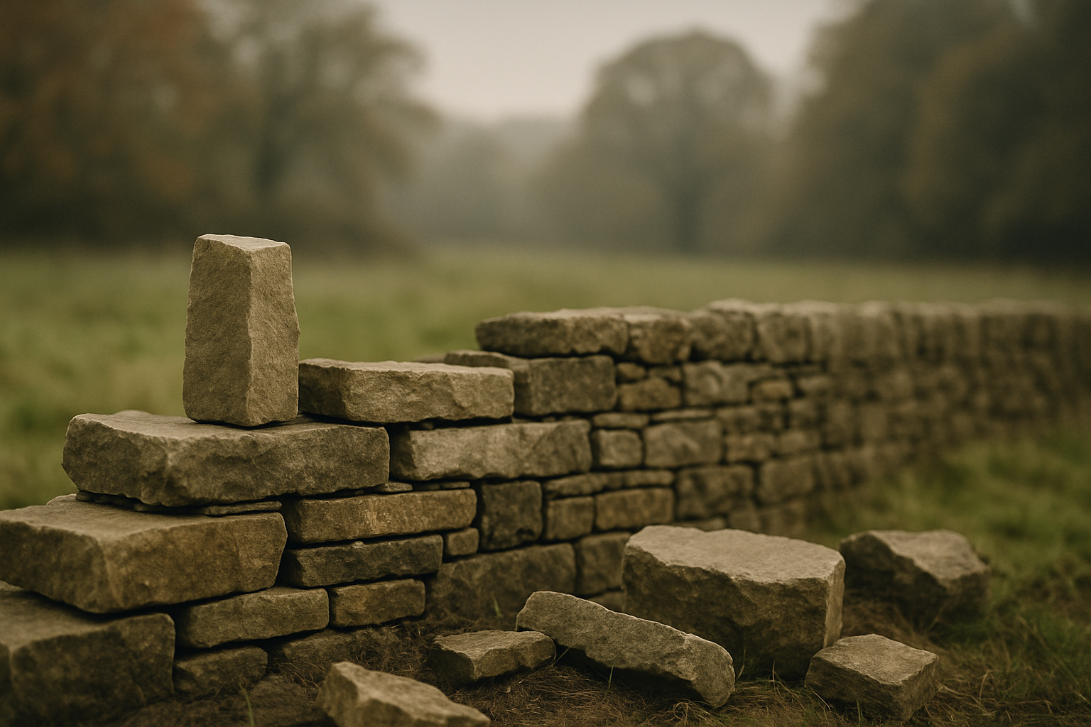 A stone wall in the British countryside