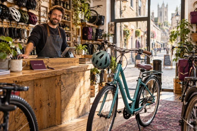 A customer asking for information in a bicycle shop