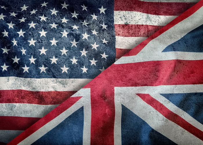 Half American and Half British flag.